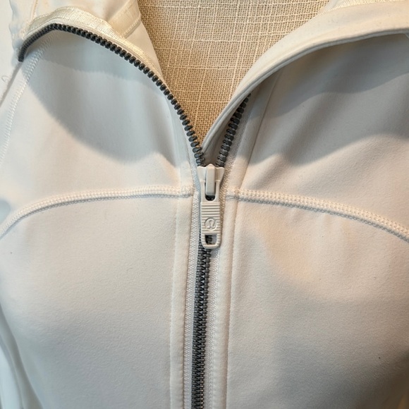 White Athletic Zip-Up Jacket with Hood - Picture 2 of 5
